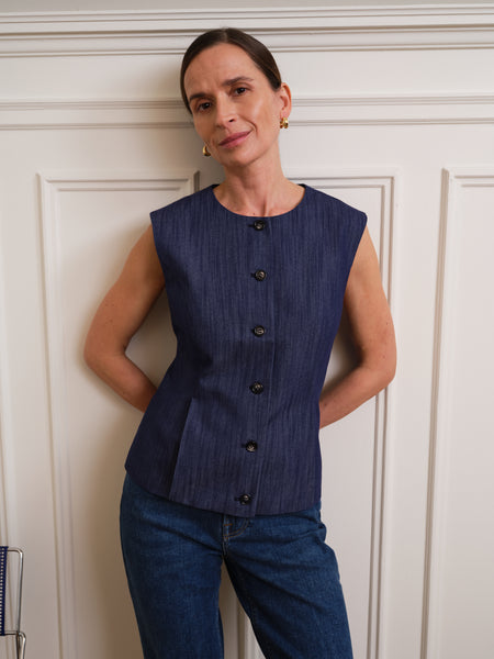 Pieszak Aika Peplum Top, Solaris Rinse Denim Wash