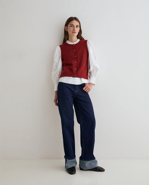 Yerse Tweed Vest, Red