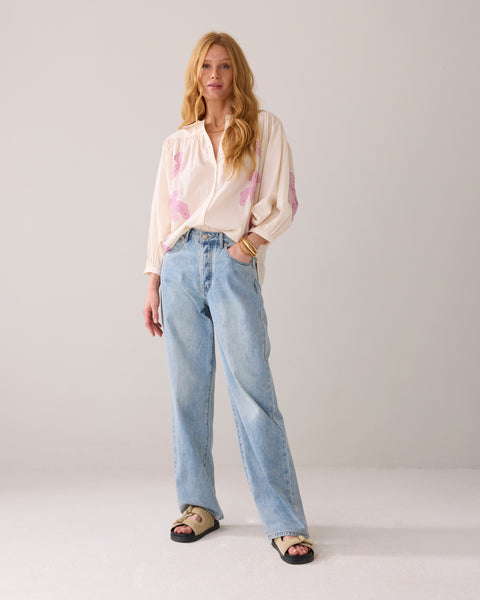 SUMMUM Cotton Voile Blouse, Ivory