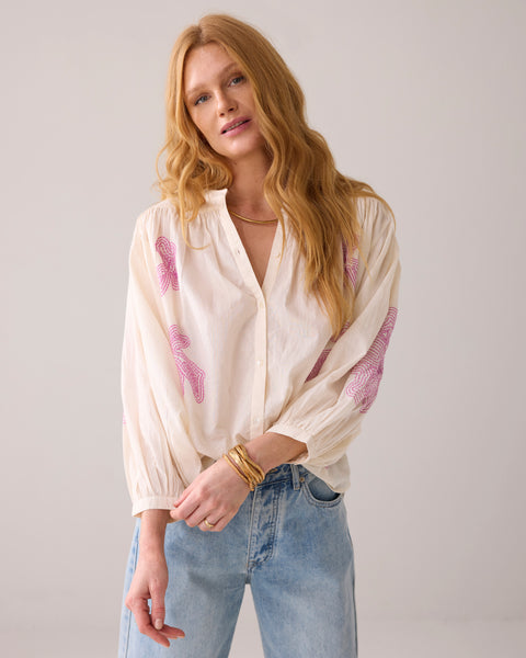 SUMMUM Cotton Voile Blouse, Ivory