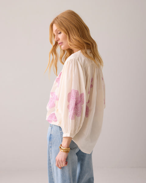 SUMMUM Cotton Voile Blouse, Ivory