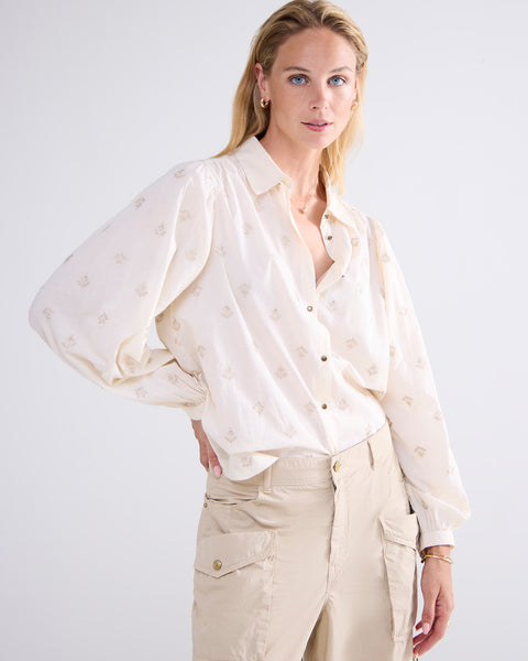 Summum Blouse With Scattered Embroidery, Ivory