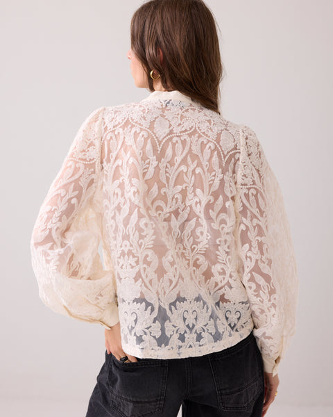 Summum Flower Lace Blouse, Ivory