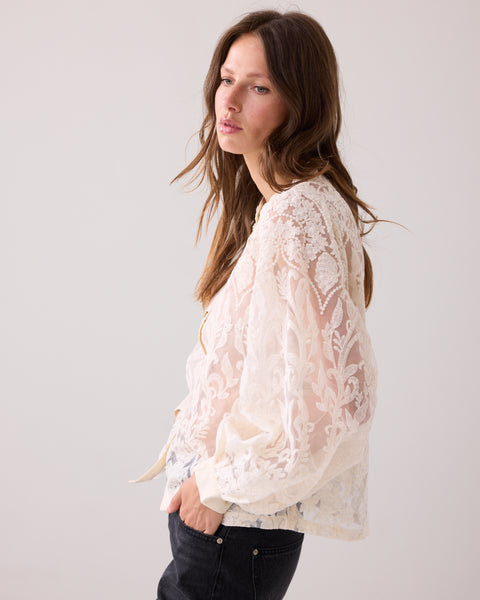 Summum Flower Lace Blouse, Ivory