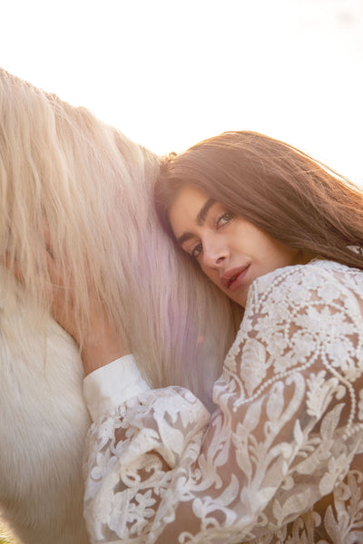 Summum Flower Lace Blouse, Ivory
