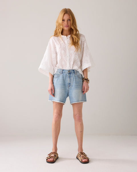 SUMMUM 3d Flower Blouse, White