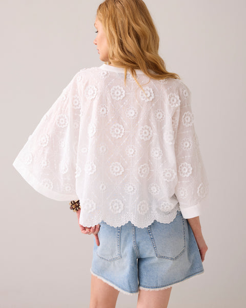 SUMMUM 3d Flower Blouse, White