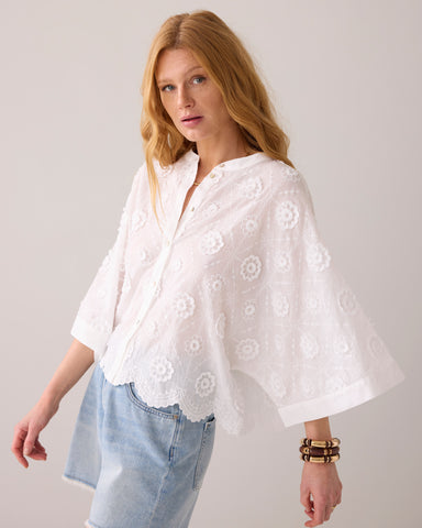 SUMMUM 3d Flower Blouse, White