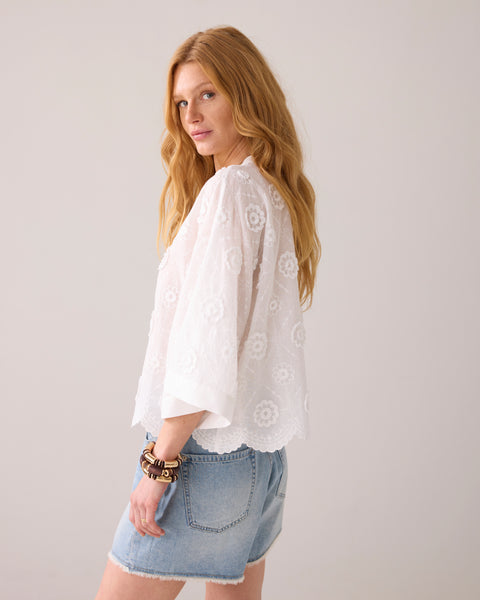 SUMMUM 3d Flower Blouse, White