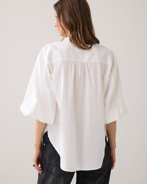 SUMMUM Cotton Stretch Blouse, Off White
