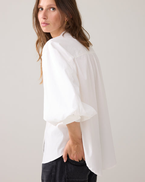 SUMMUM Cotton Stretch Blouse, Off White