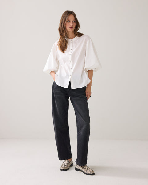 SUMMUM Cotton Stretch Blouse, Off White