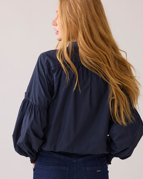 SUMMUM Blouse Taft Light, Midnight Blue