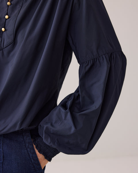 SUMMUM Blouse Taft Light, Midnight Blue