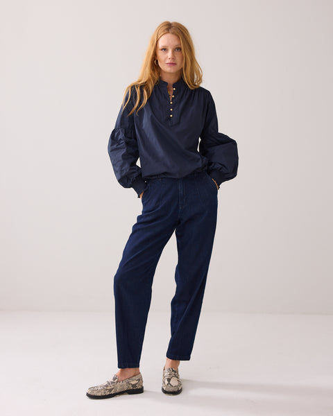 SUMMUM Blouse Taft Light, Midnight Blue