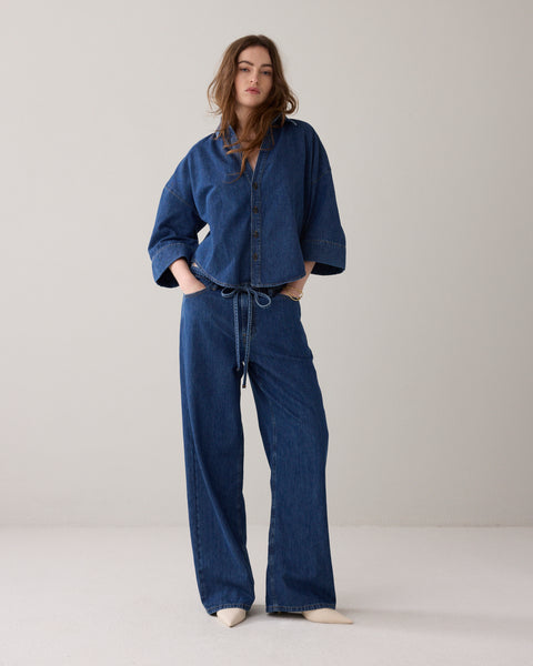 SUMMUM Kimono Blouse, Denim Blue