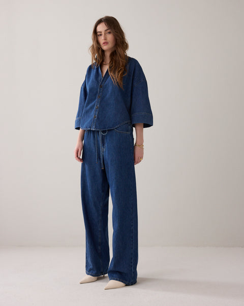 SUMMUM Kimono Blouse, Denim Blue