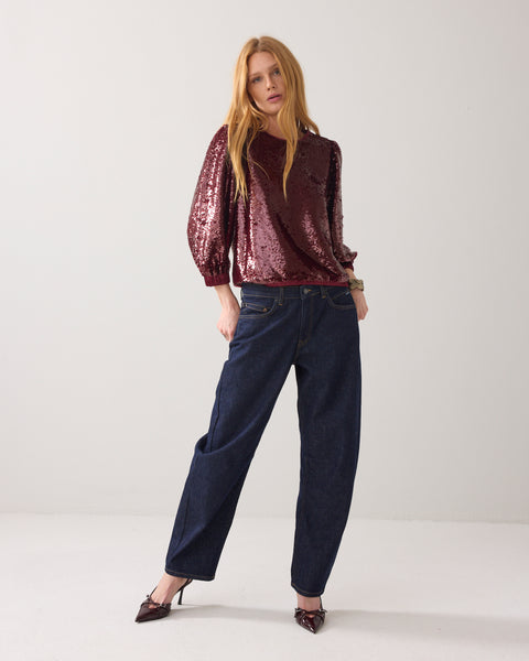 SUMMUM Sequin Top, Merlot