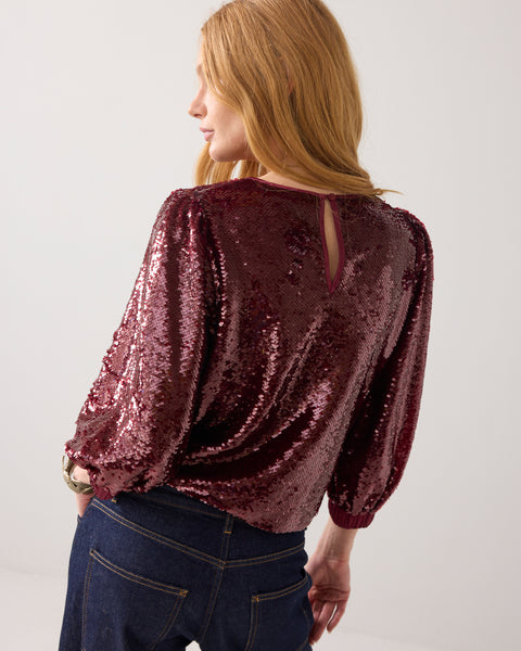 SUMMUM Sequin Top, Merlot