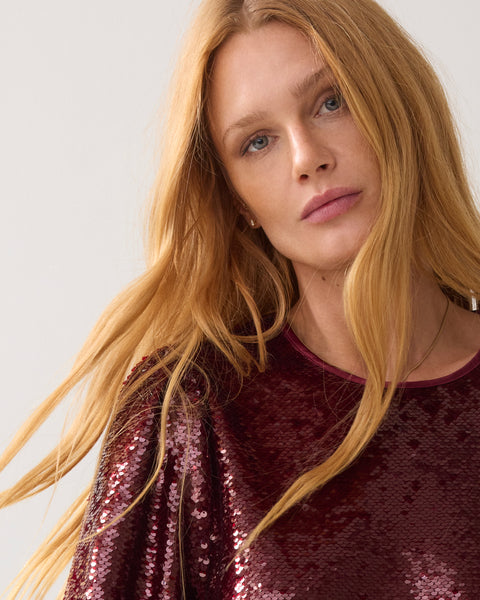 SUMMUM Sequin Top, Merlot