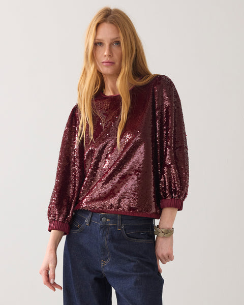 SUMMUM Sequin Top, Merlot
