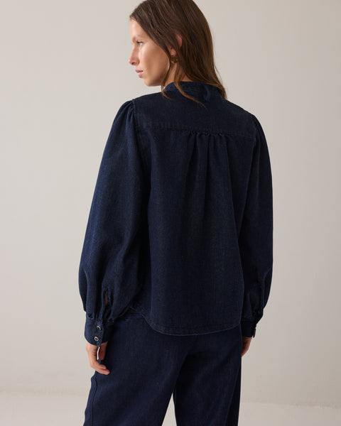 SUMMUM Blouse, Night Blue Denim