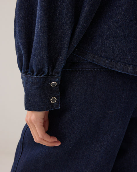 SUMMUM Blouse, Night Blue Denim