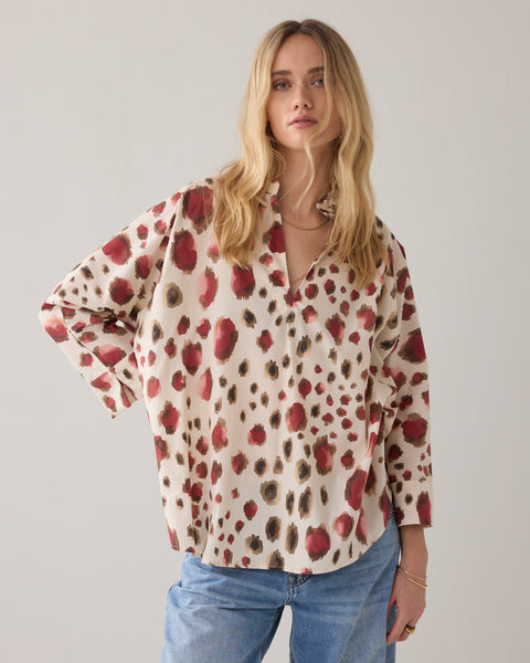 SUMMUM Animal Print Blouse, Multicolour - Flax In Bloom