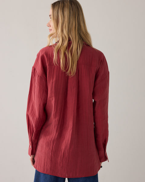 SUMMUM 2-Way Blouse, Brick Red - Flax In Bloom