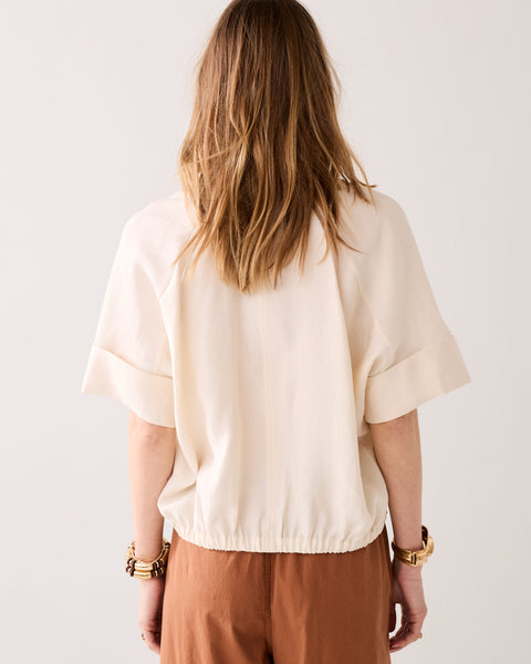 SUMMUM Modal Linen Blend Top, Ivory