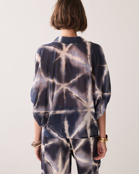 SUMMUM Tie Dye Blouse, Blue Noir