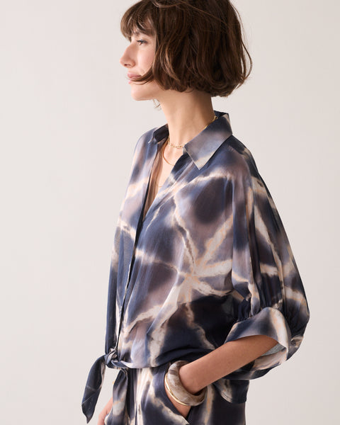 SUMMUM Tie Dye Blouse, Blue Noir
