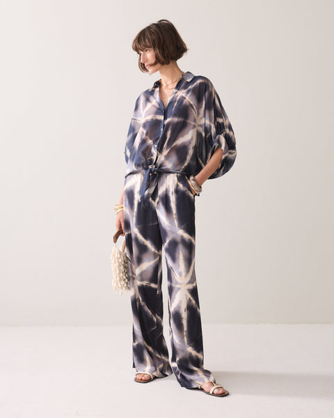 SUMMUM Tie Dye Blouse, Blue Noir