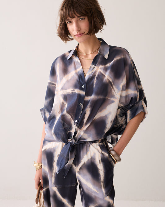 SUMMUM Tie Dye Blouse, Blue Noir