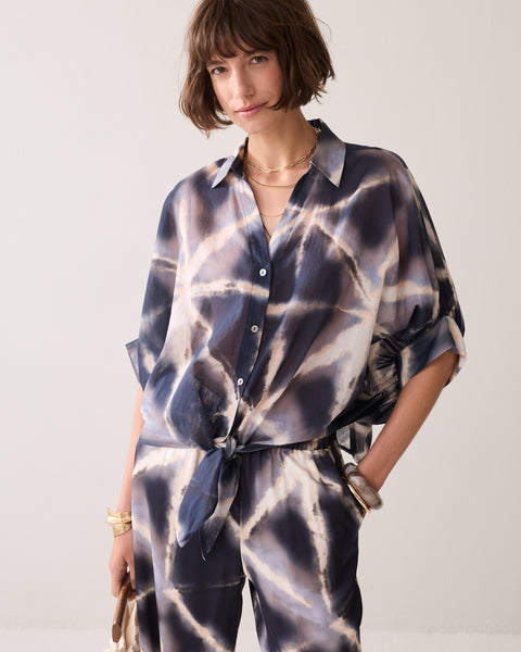 SUMMUM Tie Dye Blouse, Blue Noir
