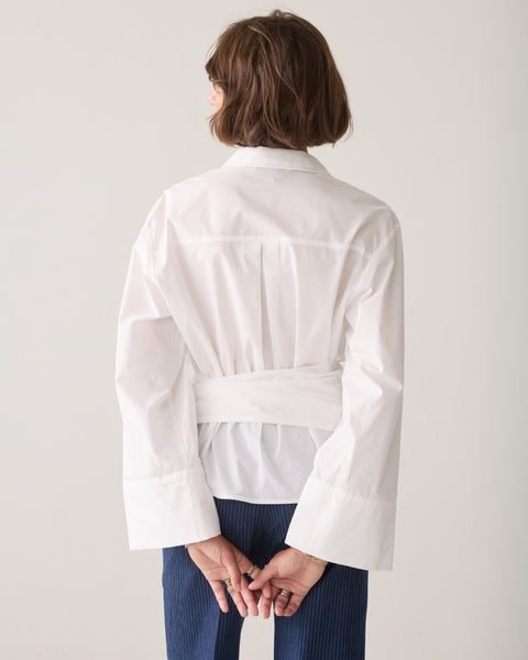 SUMMUM Cotton Wrap Blouse, White