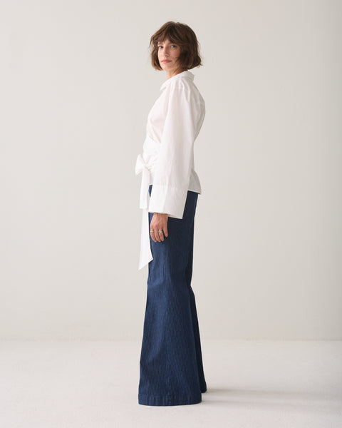 SUMMUM Cotton Wrap Blouse, White