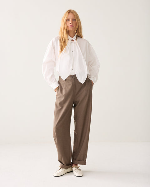 SUMMUM Cotton Blouse with Scarf, White