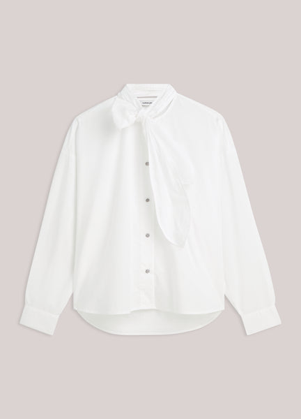 SUMMUM Cotton Blouse with Scarf, White
