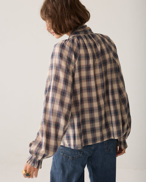 SUMMUM Check Blouse, Blue