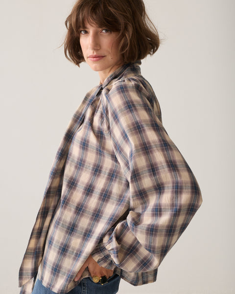 SUMMUM Check Blouse, Blue