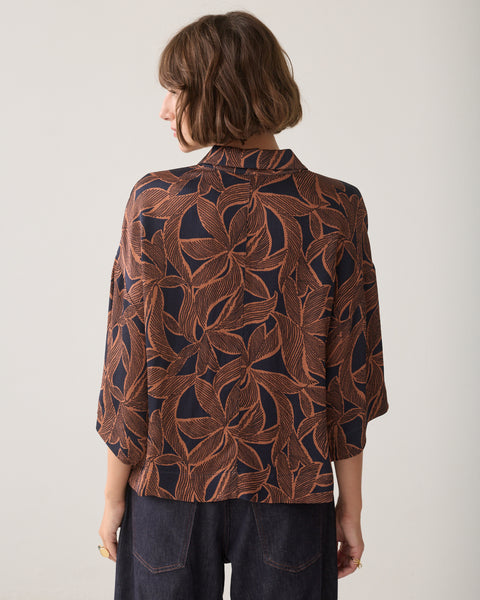 SUMMUM Abstract Flowers Top, Midnight Blue