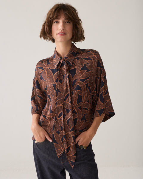 SUMMUM Abstract Flowers Top, Midnight Blue