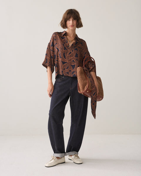 SUMMUM Abstract Flowers Top, Midnight Blue