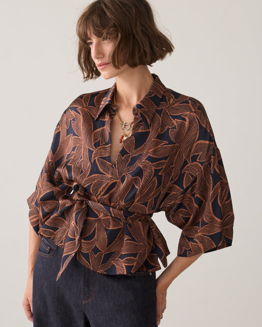 SUMMUM Abstract Flowers Top, Midnight Blue