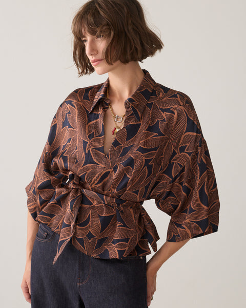 SUMMUM Abstract Flowers Top, Midnight Blue