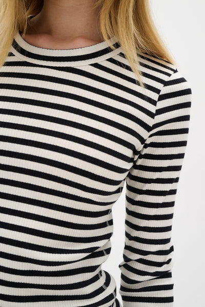 In Wear Dagna Long Sleeved T-Shirt, Black and Whisper White