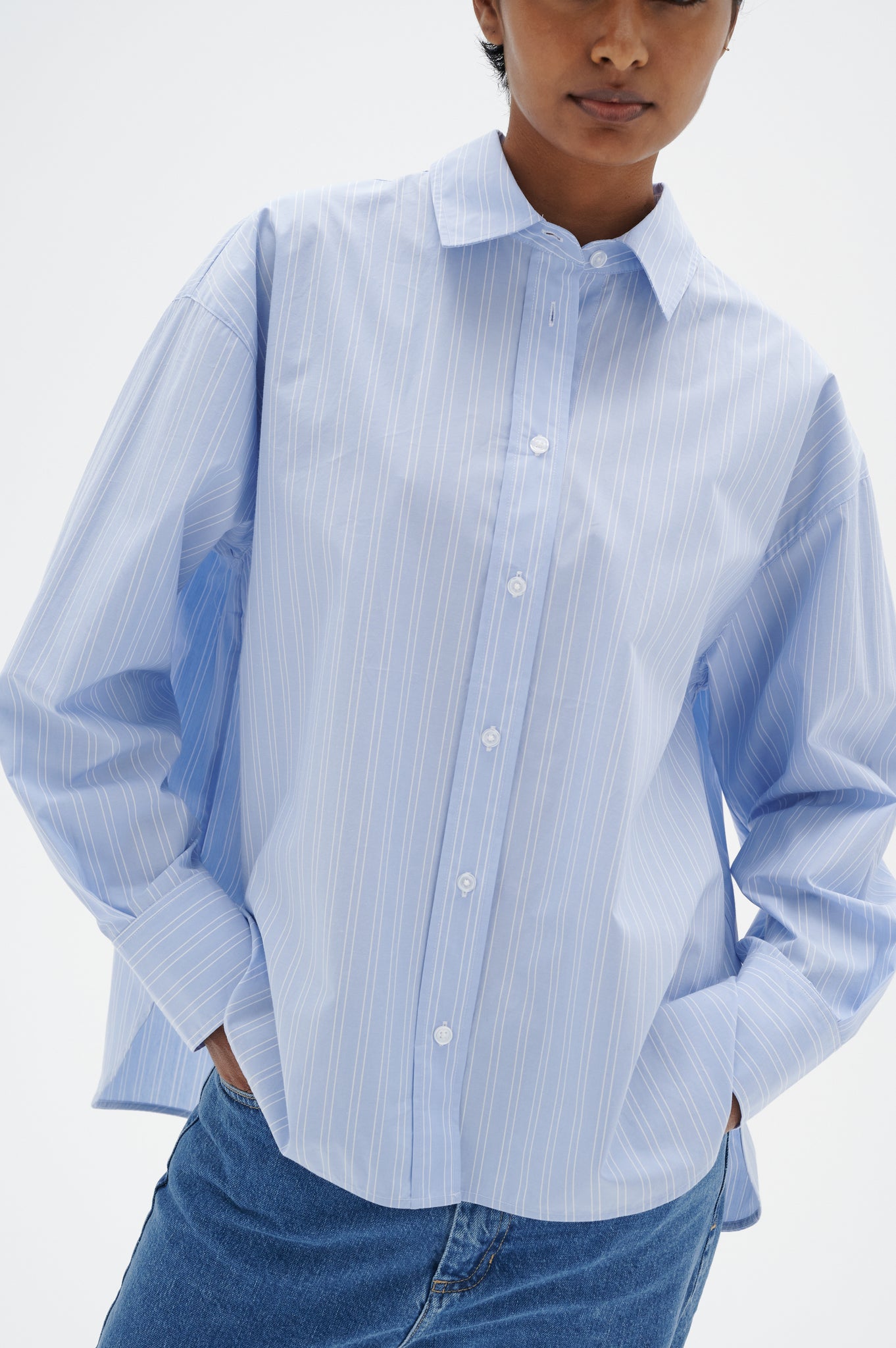 In Wear Rimma Shirt, Light Blue Stripe