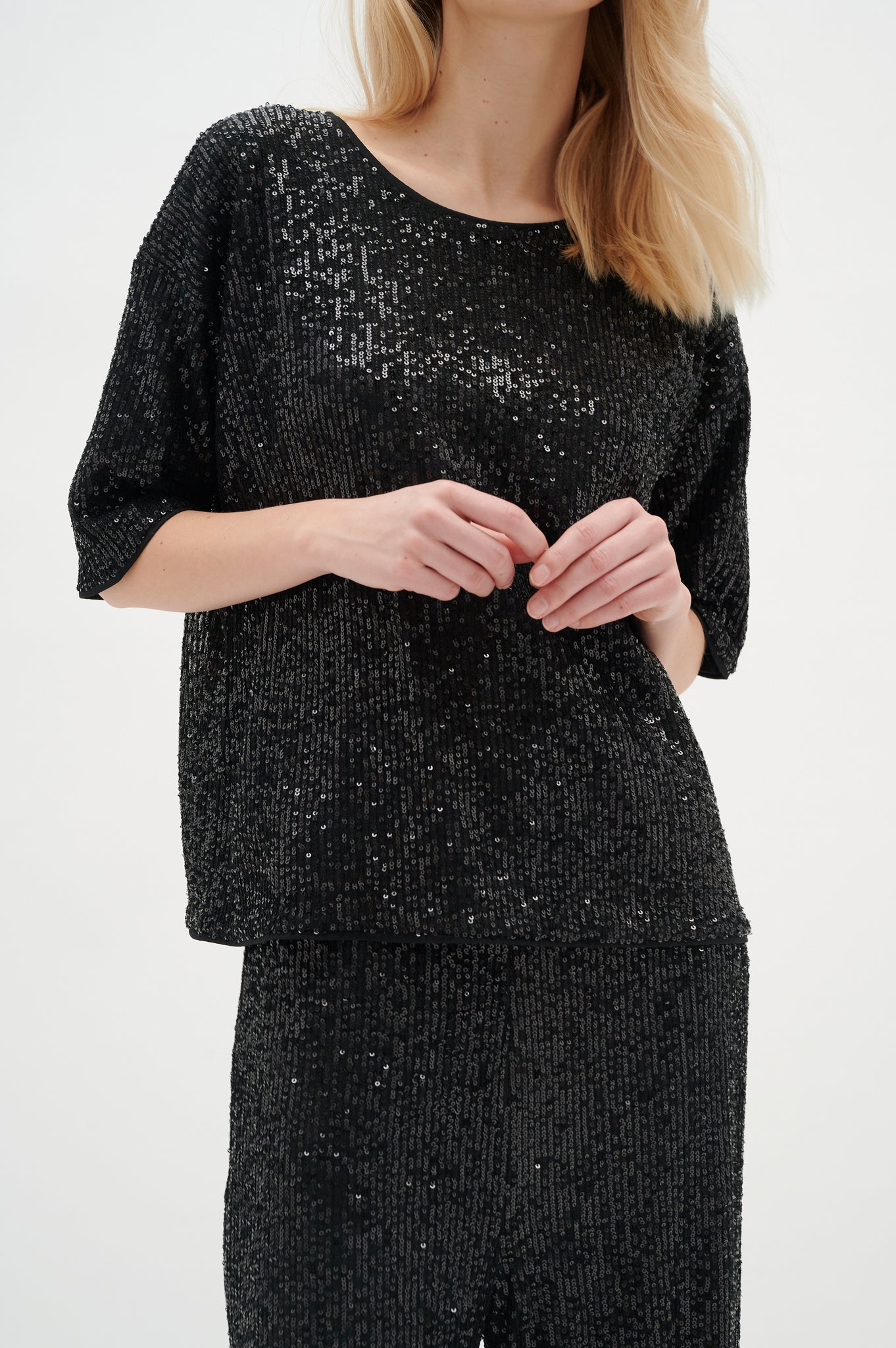 In Wear Jarjar Sequin Top, Black