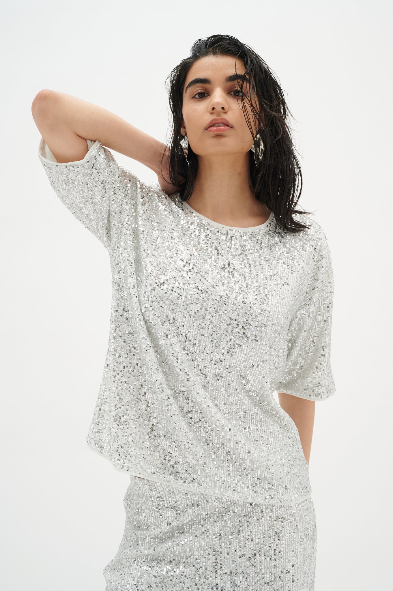 In Wear Jarjar Sequin Top, Silver